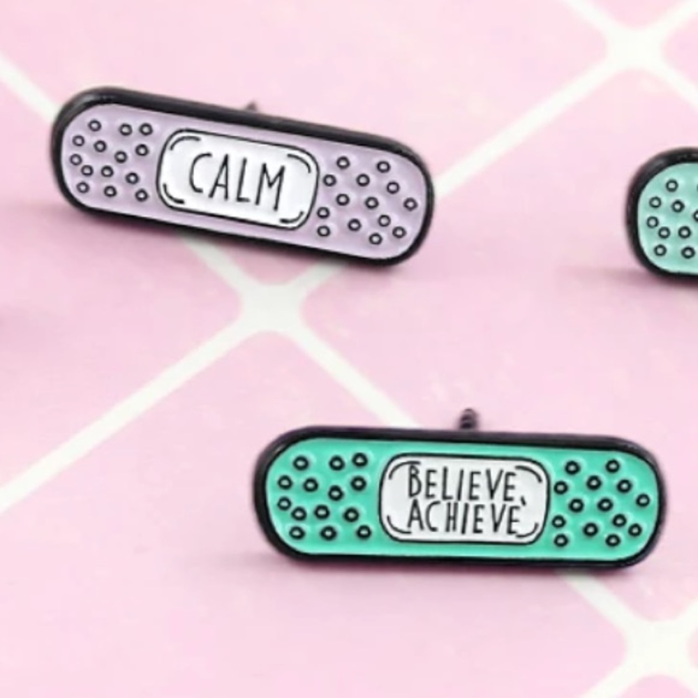 1 LEFT‼️ 2pcs Mental Health Self Care Bandaid Enamel Pins Set - Picture 4 of 12